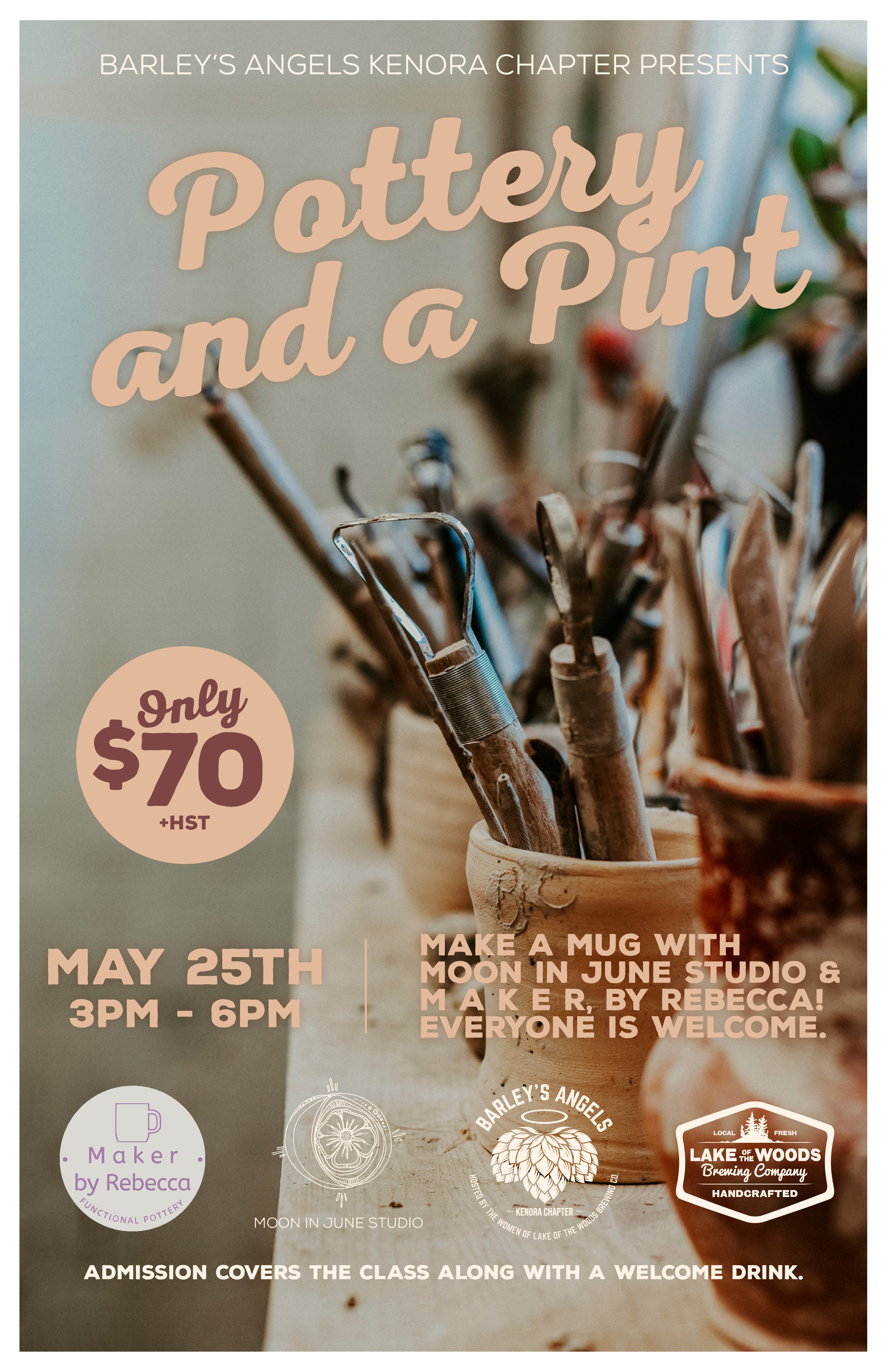 Pottery and a Pint With Moon In June Studio
